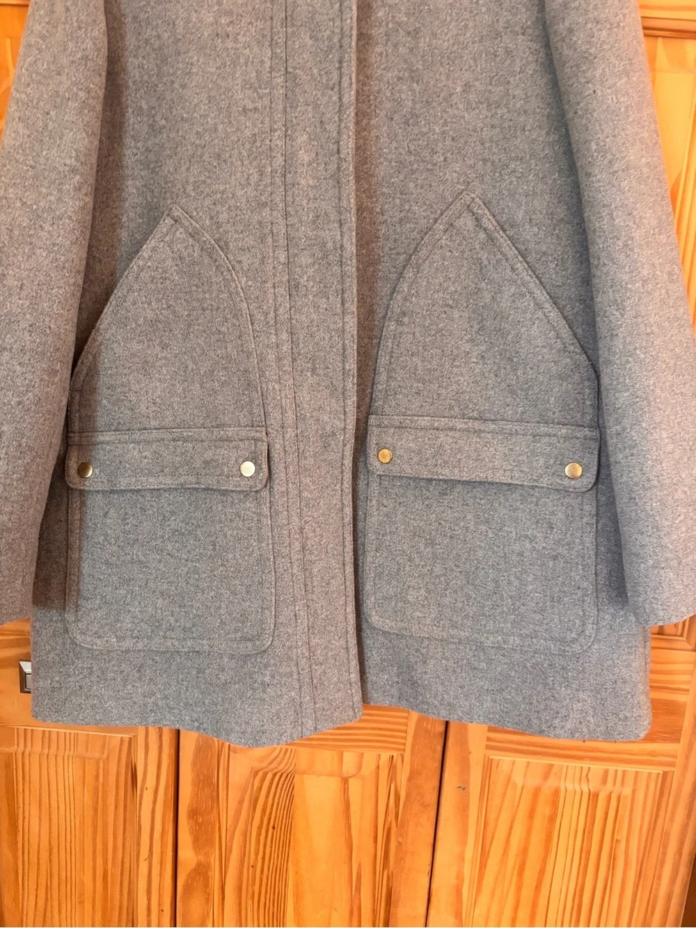 J Crew Gray Wool-Blend Hooded Coat - Picture 4 of 10